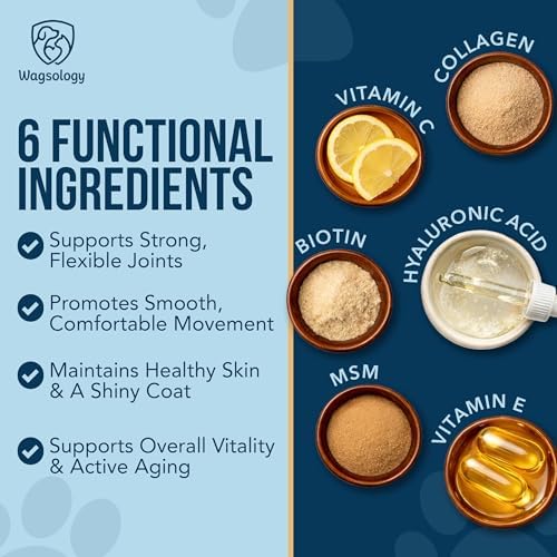 Liquid Collagen for Dogs - Dog Collagen Drops for Dogs, Supports Joints, Skin, Coat, Bones and Itch Relief for Dog, 6 in 1 Formula, 3 Types Collagens, Biotin, Vitamin C, Vitamin E and Hyaluronic Acid