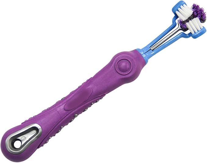 LJCM Dog and Cat Toothbrush, Saving Your Time 3 Sided Pet Toothbrush Effective Cleaning Multi Angle Design Pet Supplies Comfortable for Home Use (Purple)