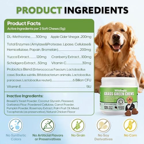 Grass Spot Chews for Dogs, Urine & Gut Health, 120 Ct