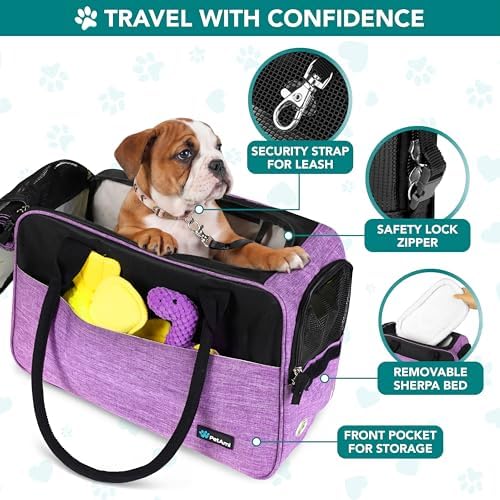 PetAmi Small Dog Purse Carrier with Pockets, Airline Approved, Purple