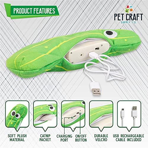 Pet Craft Supply Wiggle Pickle and Shimmy Shark Flipper Flopper Interactive Electric Realistic Flopping Wiggling Moving Fish Potent Catnip and Silvervine Cat Toy, Multi (8727)for All Breed Sizes. | Electric Fish Toy with Realistic Flopping Motion, Fill...