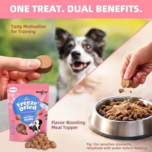 MAJOR PETS Freeze Dried Wild Caught Alaskan Salmon Dog Treats, 10 oz