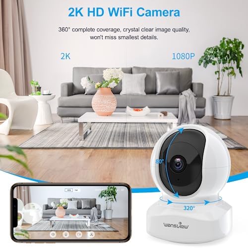 wansview Home Security Camera, Baby Camera 2.4G WiFi Only, Q5 3MP White