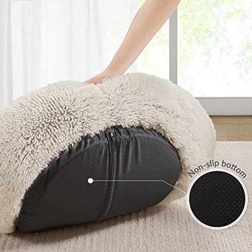 Friends Forever Serena Calming Donut Dog Bed, Medium, Serena Tan, 30"x23"x6.5"