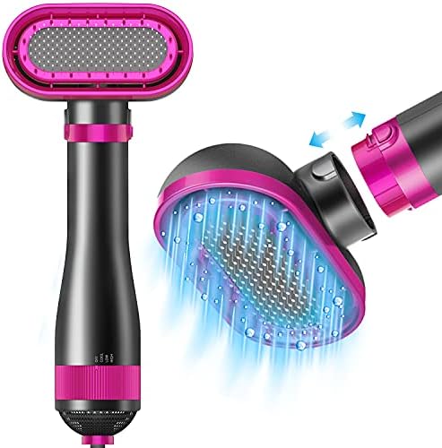 Hair Dryer Brush for Small/Medium Dog & Cat, 2 in 1 Pet Grooming Dryer, 2 Heat Settings & 3 Adjustable Blowing Dryer, White