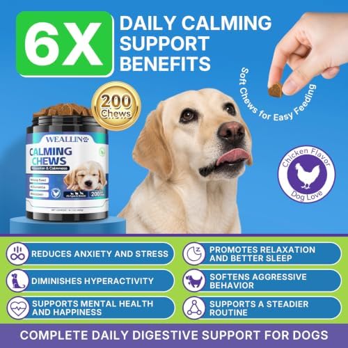 WEALLIN Calming Chews for Dogs, Hemp, Chicken, 200 Chews