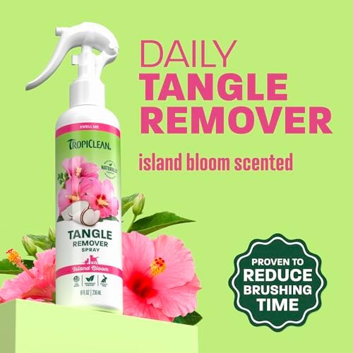 TropiClean Dog Detangler Spray Dematting, Leave in Conditioner, 8oz