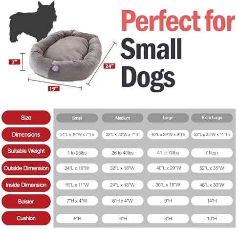 Majestic Pet Micro Velvet Calming Dog Bed, 24 Inch Small, Washable, Vintage