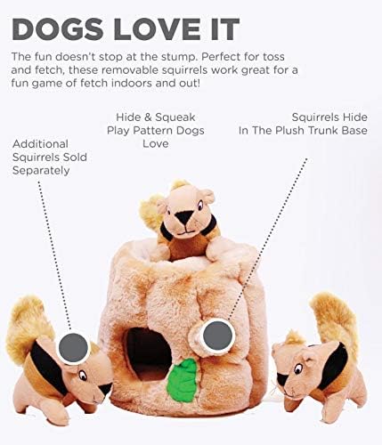 Outward Hound Hide A Squirrel Plush Dog Toy Puzzle (Medium) and Dog Brick Interactive Treat Puzzle Dog Toy