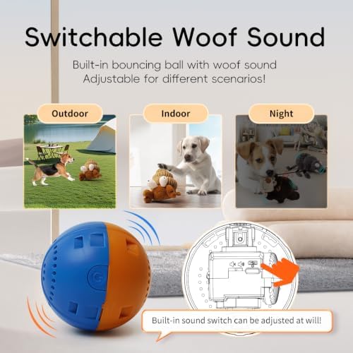 Interactive Dog Toys, Moving Squeaky Plush Dog Toy-Hermit Crab | Touch-activated for Self-play,Bounce+Vibration+Sound,Type-C Rechargable,Gentle/Average Chewer,Washable Cover