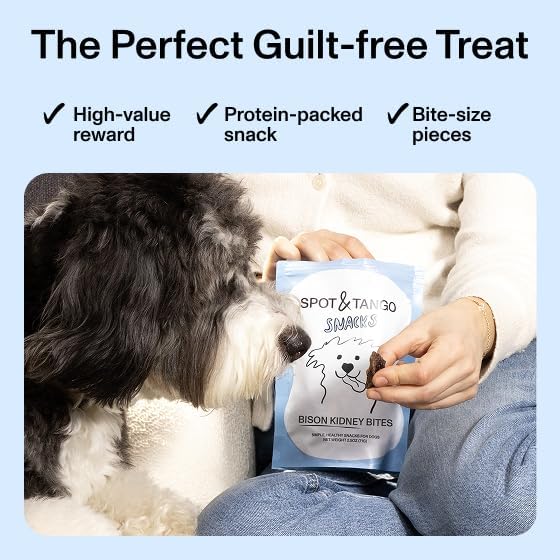 Spot & Tango Bison Kidney Bites Dog Treats - Single Ingredient, 100% Bison Kidney - Freeze-Dried Snacks - Grain & Gluten-Free - USA-Made - for Small, Medium, and Large Dogs