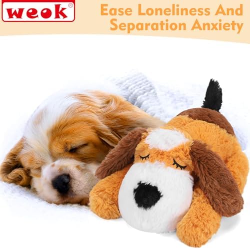 WEOK Heartbeat Puppy for Dogs-for Separation Anxiety Relief, Heartbeat Stuffed Animal Anxiety Calming Behavioral Aid Plush Toy for Dogs Cats Pets