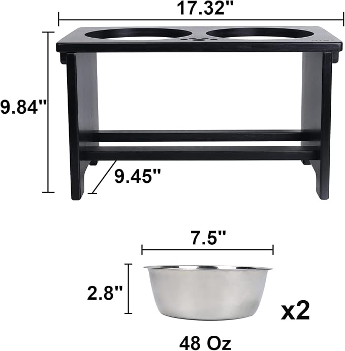 HTB Elevated Dog Bowls,Raised Dog Bowl Stand with 2 Stainless Steel Bowls,Elevated Raised Dog Bowls for Large Medium Small Sized Dogs