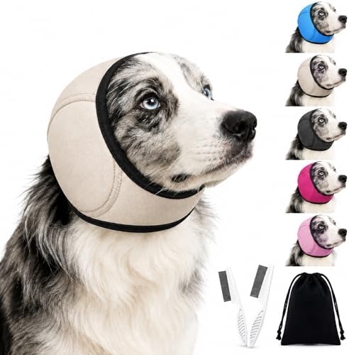 Dog Ear Muffs Noise Protection, Adjustable No-Flap Dog Ear Cover for Fireworks, Thunderstorms, Grooming, Blow Drying