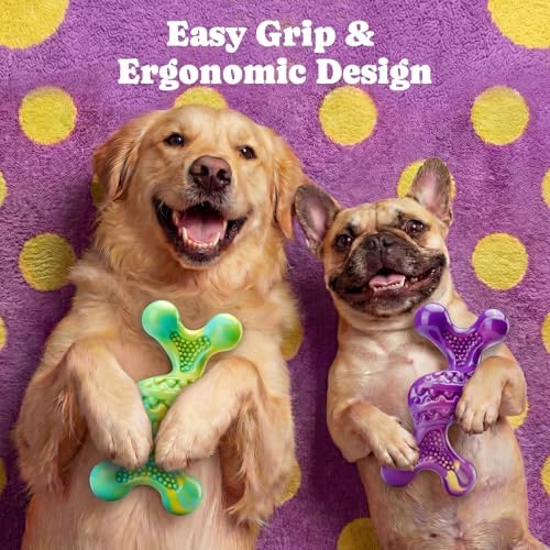 Kseroo 2 Pack Indestructible Dog Toys for Aggressive Chewers 30-120 lbs | Bacon Flavor Nylon Hard Dog Toys, Tough Dog Toys for Medium & Large Breeds, Durable Dog Chew Toys to Keep Them Busy
