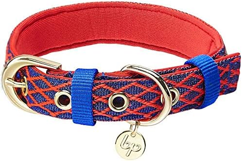 Blueberry Pet Diamond Pattern Adjustable Neoprene Padded Dog Collar with Metal Buckle - True Red, Neck 9-12.5", for Small Breed