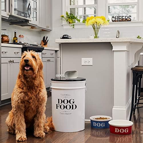 Harry Barker Bon Chien Dog Food Storage Canister, Small, Metal, White