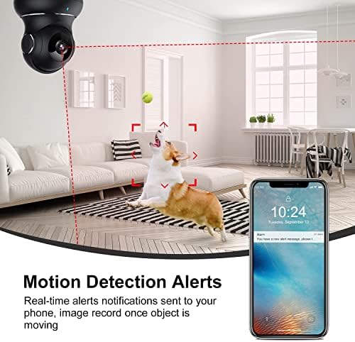 Indoor Camera, 1080P Home Security Camera, Pet Camera with Phone App,Night Vision, Motion Detection, 2-Way Audio, 360 Degree WiFi Camera Wireless for Baby/Dog/Nanny, Work with Alexa(Black)