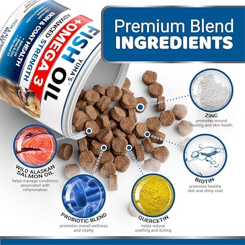 Omega 3 Fish Oil for Dogs - 170 Chews - Skin and Coat Omega 3 for Dogs