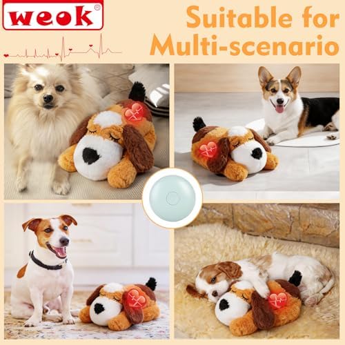 WEOK Heartbeat Puppy for Dogs-for Separation Anxiety Relief, Heartbeat Stuffed Animal Anxiety Calming Behavioral Aid Plush Toy for Dogs Cats Pets