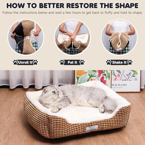 Calming Rectangle Dog & Cat Bed, Small, 20", Coffee