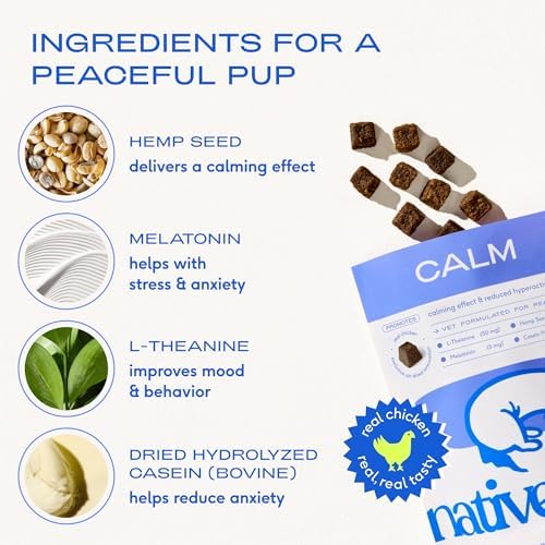 Native Pet Calming Chews for Dogs, Hemp, Melatonin, 90 Chews