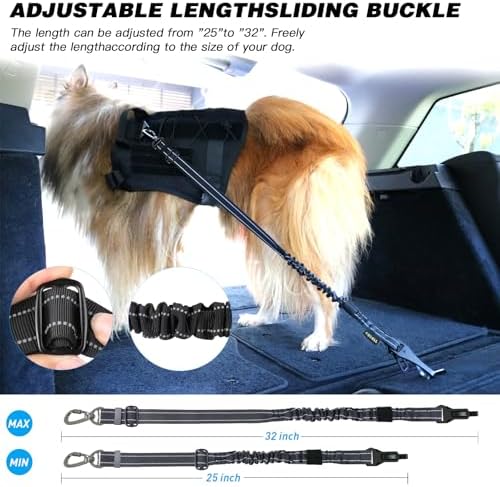 AUBELL Dog Seat Belt for Car - Updated 3-in-1 Bungee, Black