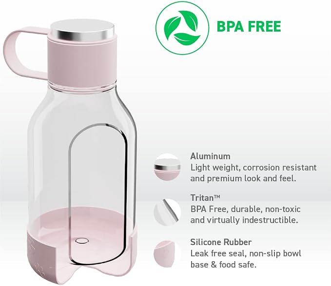 Asobu Buddy Bottle a Stainless Steel Insulated Water Bottle for with Removable Dog Water Bowl and Dog Food and Treat Storage Bowl (Pink, Tritan 50 oz Water Bottle with Bowl)
