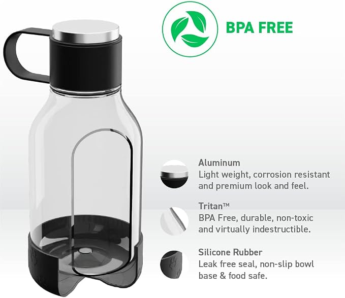Asobu Buddy Bottle a Stainless Steel Insulated Water Bottle for with Removable Dog Water Bowl and Dog Food and Treat Storage Bowl (Blue, Tritan 50 oz Water Bottle with Bowl)