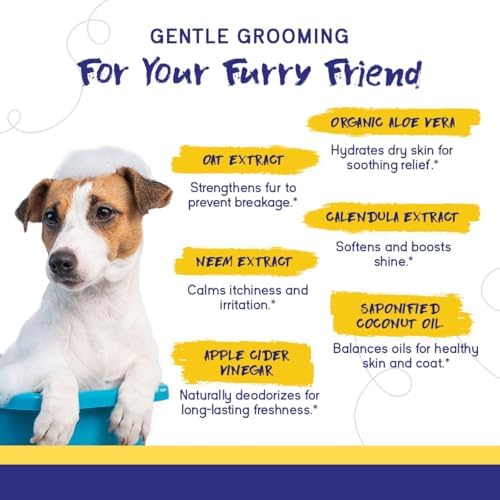 PupGrade Complete Care 4-in-1 Shampoo & Conditioner for Dogs - 16 fl oz | Cleans, Moisturizes, Detangles & Deodorizes - Oatmeal Milk & Honey Scent