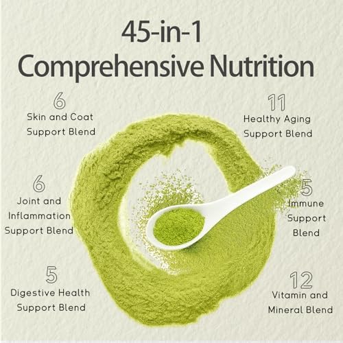 Dog Multivitamin Powder, 45-in-1 for Joint, Gut & Immune Support, 8.8 oz | Probiotics, Omega 3, chondroitin & digestive enzymes; bacon pumpkin flavor, easy to mix with food, skin & coat support