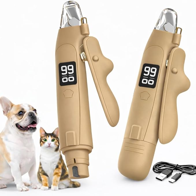 2-in-1 Dog & Cat Nail Clippers with Light & Grinder, Dark Beige