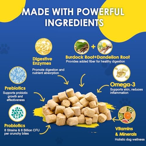 Probiotics for Dogs Digestive Health, 120 Bites, Chicken Flavored