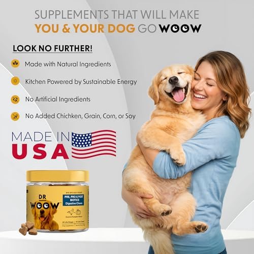 Probiotics Supplements for Dogs Soft Chews (90 CT) – Digestive Support + Gut Balance & Healthy Stool Support – Probiotics + Digestive Enzymes – Duck & Pumpkin Flavor – Made in USA