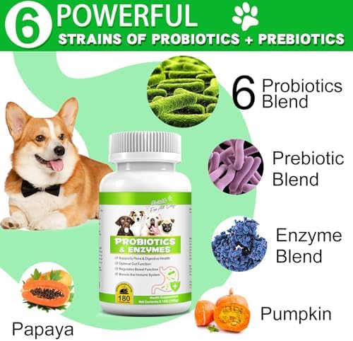Probiotics for Dogs, 180 Chews Dog Probiotics and Digestive Enzymes, Promotes Gut Health, Dog Probiotics for Bowel Support, Immunity Health, Beige