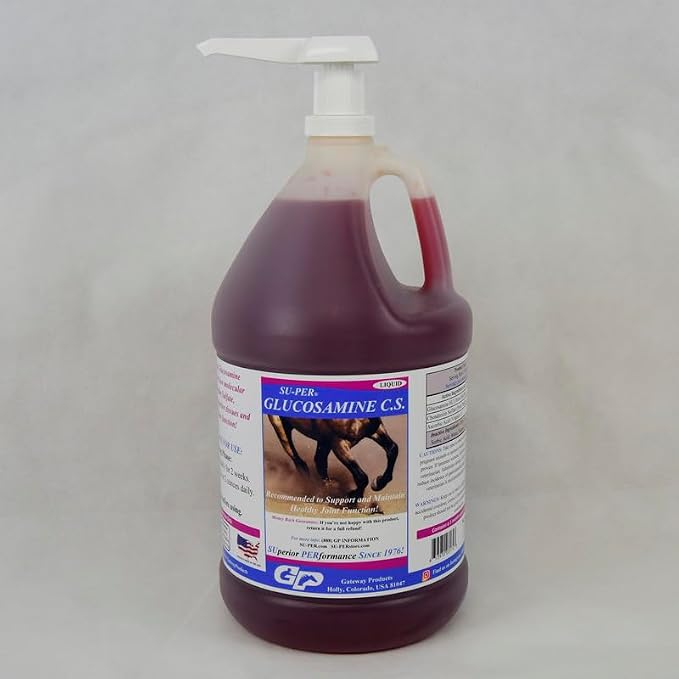 SU-PER Glucosamine C.S Joint Supplement for Horses - Supports Healthy Joints and Inflammatory Response - 1 Gallon + Pump