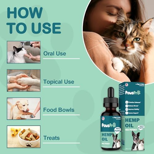 4-Pack Hеmp Oil for Dogs and Cats - Hip and Joint Support - Skin and Coat Health - with Omega 3, 6, 9 and Vitamins - Max Potency