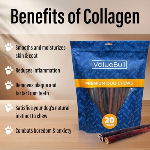 ValueBull Beef Collagen Sticks for Dogs, 12 Inch Medium Chew, 75 Count