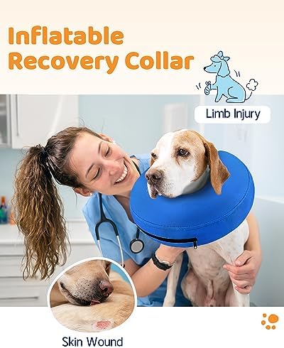 Supet Inflatable Dog Cone Collar Alternative After Surgery, Doggie Neck Donut Collar Recovery ECollar for Post Surgery, Soft Dog Cone for Small Medium Puppies Cats