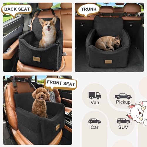 JOEJOY Dog Car Seat, Small/Medium Under 35 lbs, Memory Foam Booster, Black
