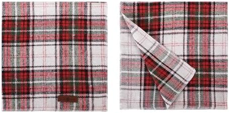 Lionet Paws Christmas Dog Bandana Washable Cotton Handkerchief Scarf Triangle Red Green Plaid Grey, Large (Pack of 1), Medium, Red