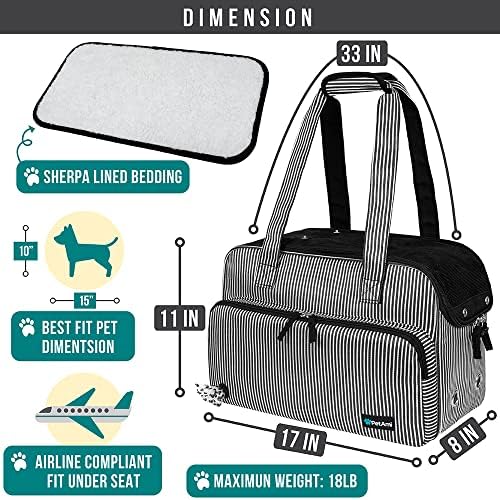 PetAmi Small Dog Purse Carrier, Airline Approved, Soft-Sided Tote, Stripe