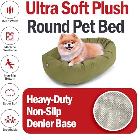 Majestic Pet Suede Calming Dog Bed, 24 Inch Small, Washable, Sage