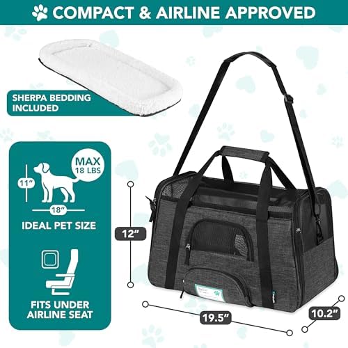 PetAmi Airline Approved Pet Carrier, Cats & Small Dogs, Large, Heather Charcoal