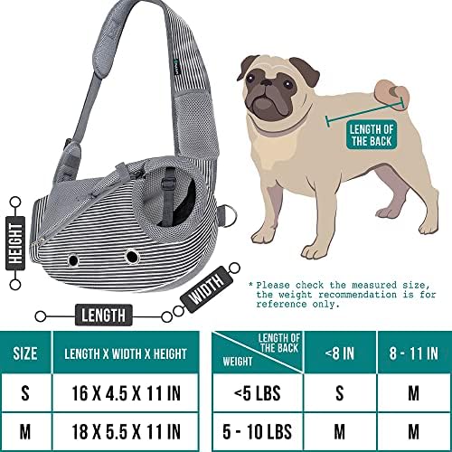 PetAmi Small Dog Sling Carrier, Hands-Free Purse, 5 lb, Stripe