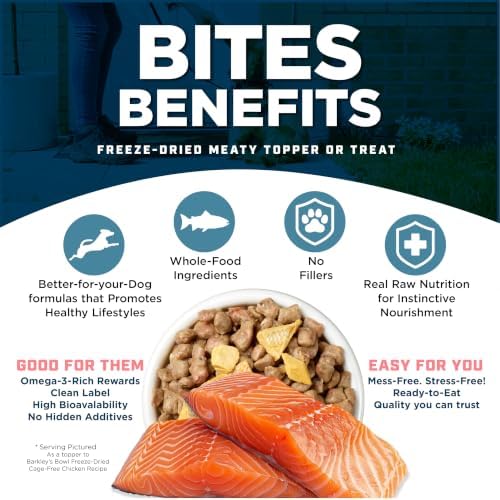 Barkley's Bag Salmon Bites, Freeze Dried Dog Treats & Topper, 4 Oz, 6 Pack