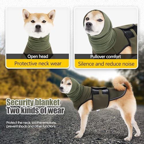 Dog Anxiety Vest,Pet Calming Hoodie Breathable Dog Anti-Anxiety Jacket for Thunder Fireworks and Separation,Green S