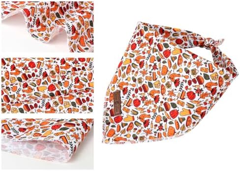 Lionet Paws Cotton Dog Bandanas, Turkey, Pumpkin, Small (Pack of 1), Small