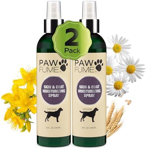 PAWFUME Skin & Coat Detangler Spray for Dogs, 2-Pack | Soothe dry itchy coats with non-toxic chamomile & oat formula, fatty acids & vet-certified Dog Detangler Spray Dematting care