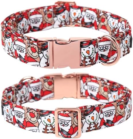 Lionet Paws Christmas Dog Bowtie Collar - Cute Cotton Adjustable Winter Dog Collar with Bowtie for Small Medium Large Dog Girl Boy Gift, L, Neck 16-24in